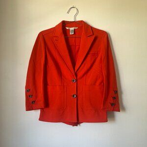 Diane Von Furstenberg Fitted Cotton Stretch Orange Blazer